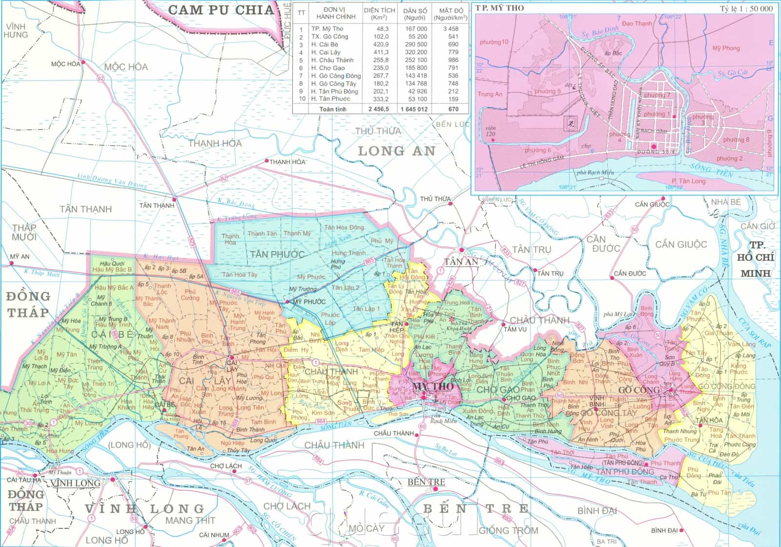 Bản Đồ Tỉnh Tiền Giang